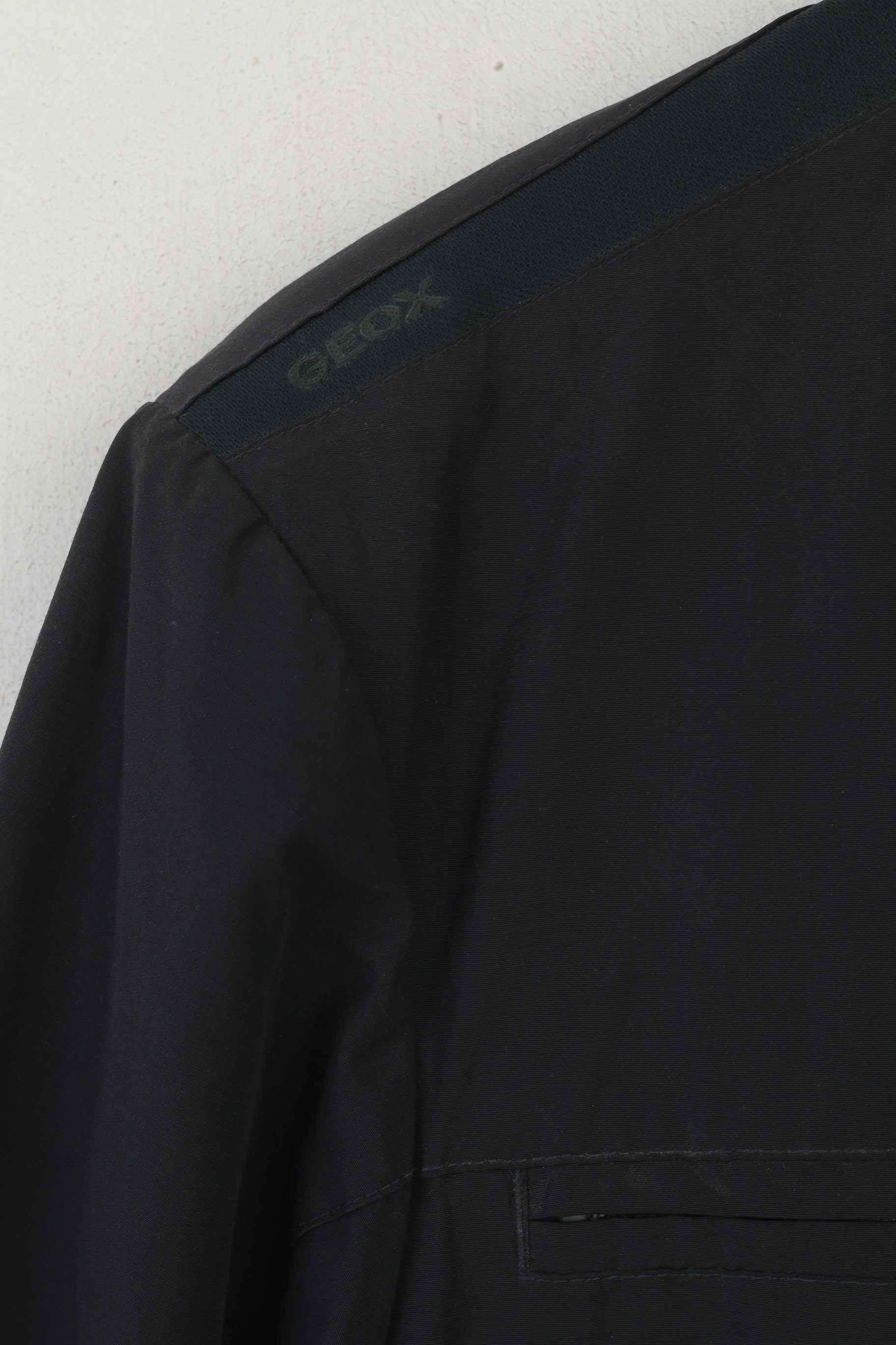 Geox Respira Men 48 S Jacket Dark Gray Nylon Cotton Lightweight HIdden hood Zip Up Top