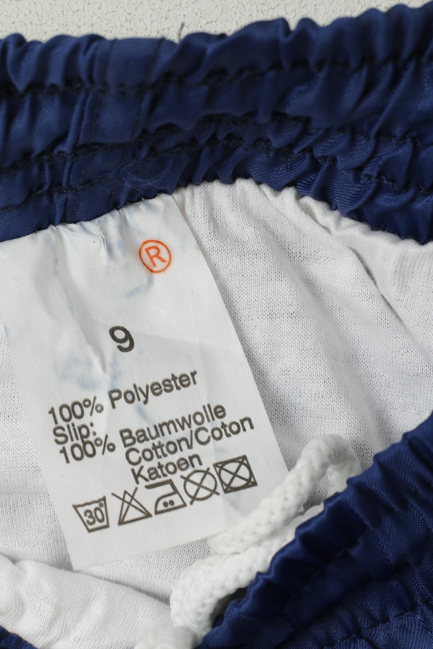 Vintage hommes 9 L Shorts marine rayé brillant entraînement Gym course vêtements de sport