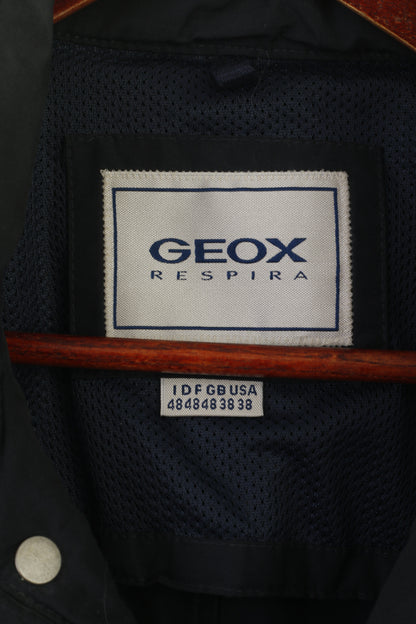 Geox Respira Hommes 48 S Veste Gris Foncé Nylon Coton Léger Capuche Cachée Zip Up Top