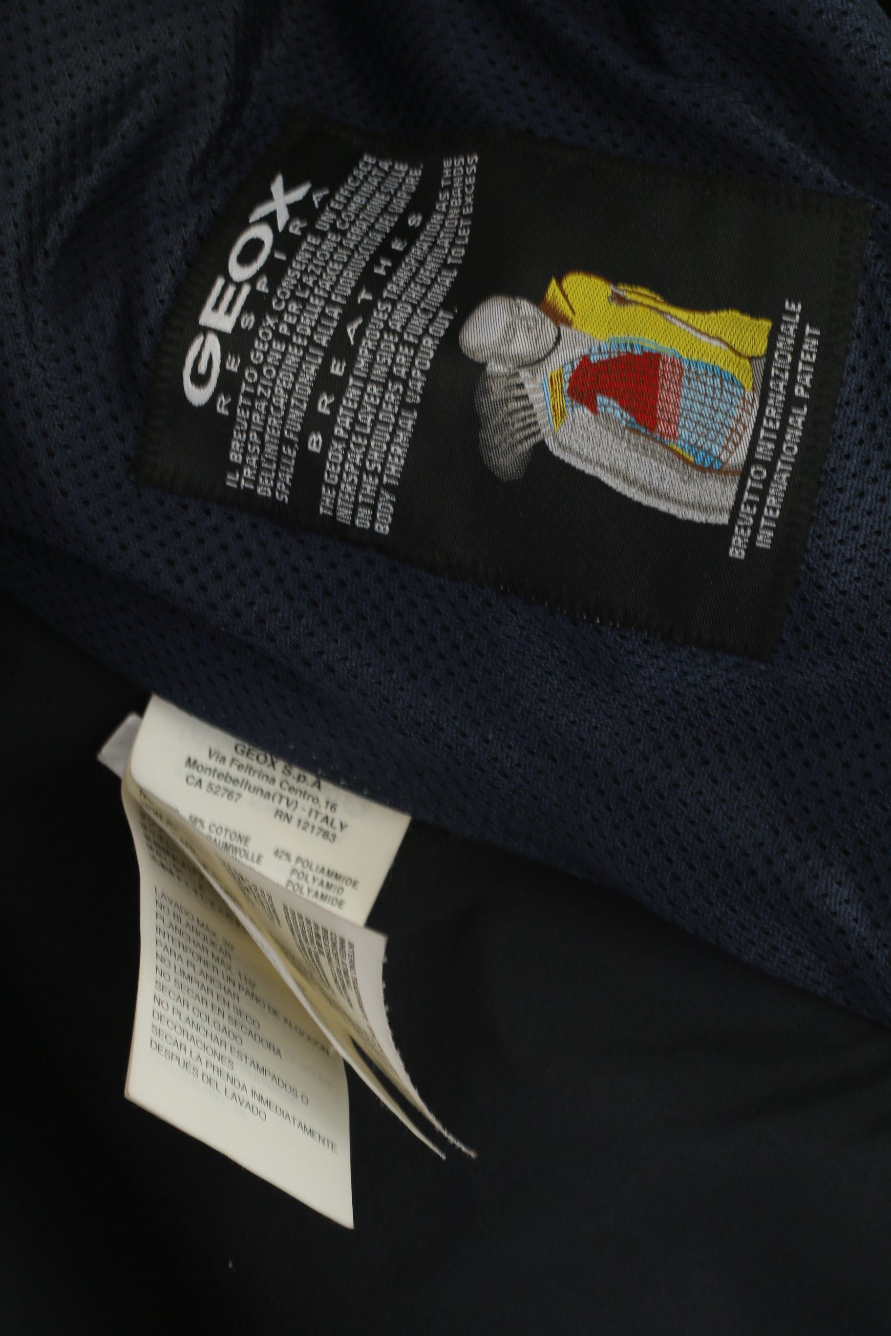 Geox Respira Men 48 S Jacket Dark Gray Nylon Cotton Lightweight HIdden hood Zip Up Top