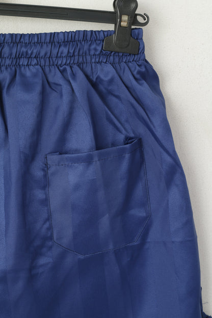 Pantaloncini vintage da uomo da 9 L, a righe blu scuro, lucide, per allenamento, palestra, corsa, abbigliamento sportivo