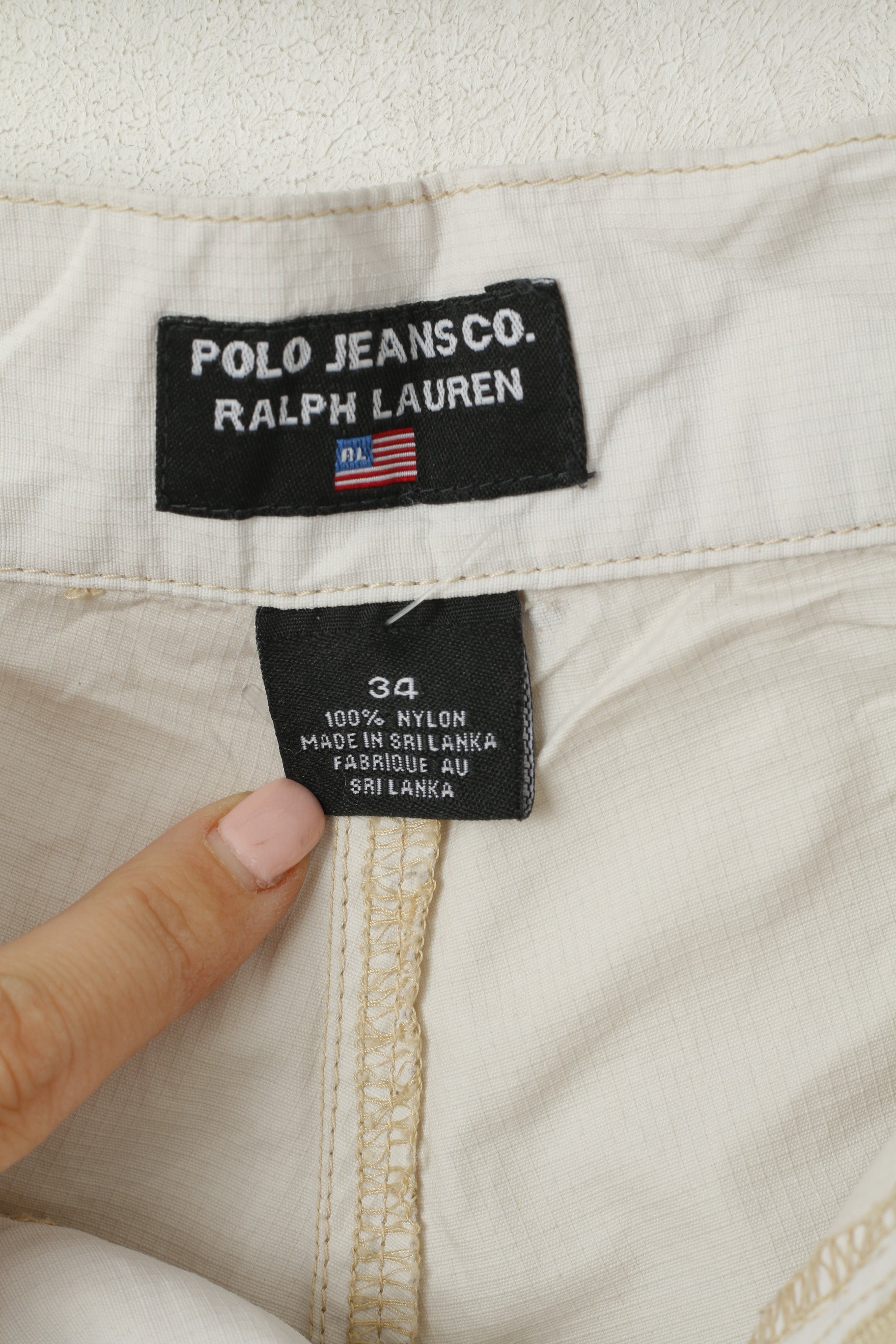 Polo Jeans Ralph Lauren Uomo 34 Shorts Bermuda morbidi in nylon grigio impermeabile