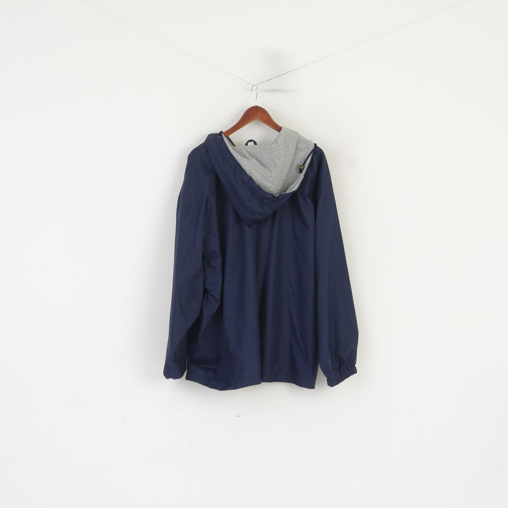 John F.Gee Hommes 60/62 XXXL Veste Pull Marine Vintage Nylon À Capuchon Léger Haut