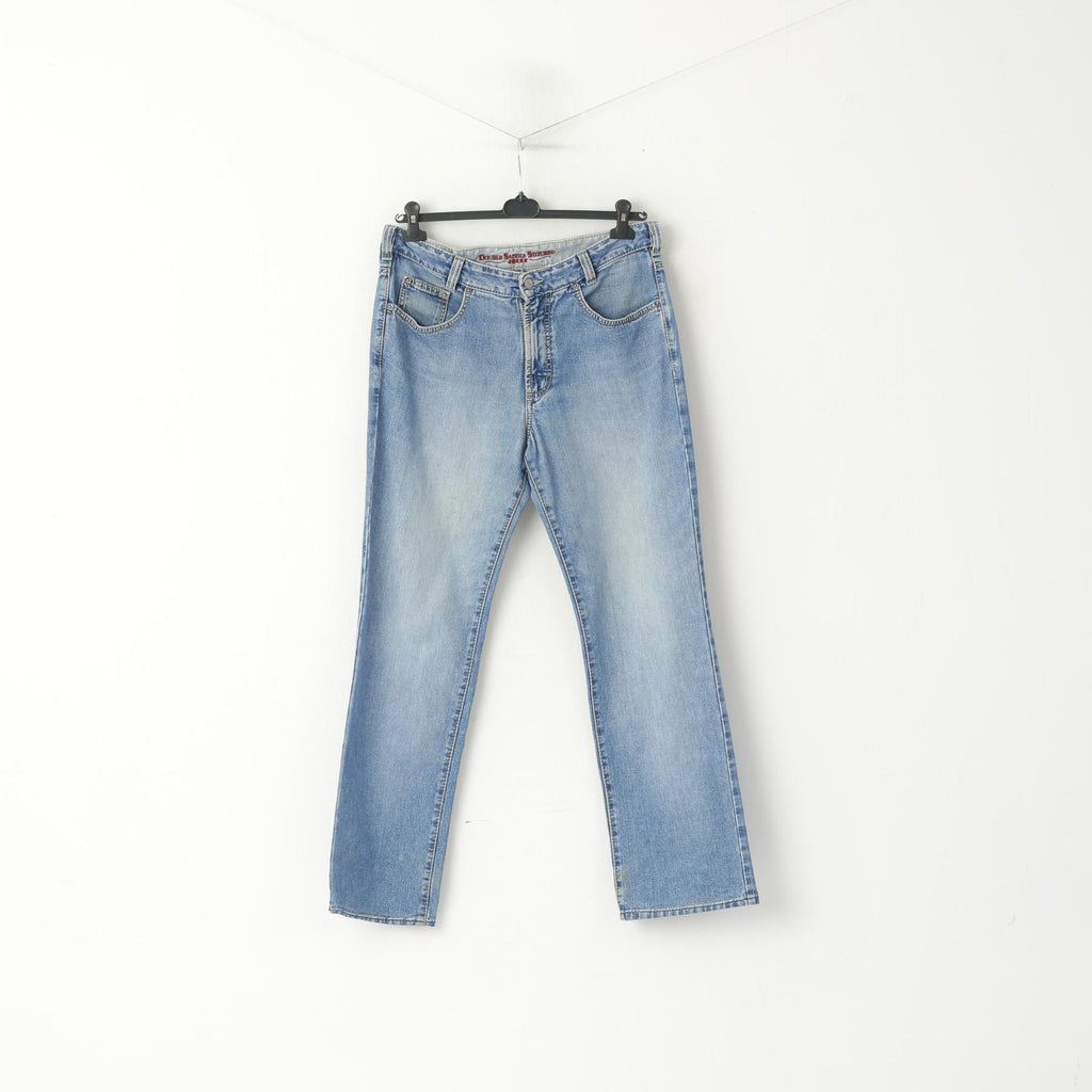 Joker Jeans Men 35 Trousers Blue Denim Cotton Double Basic Saddle Stttched Vintage Pants