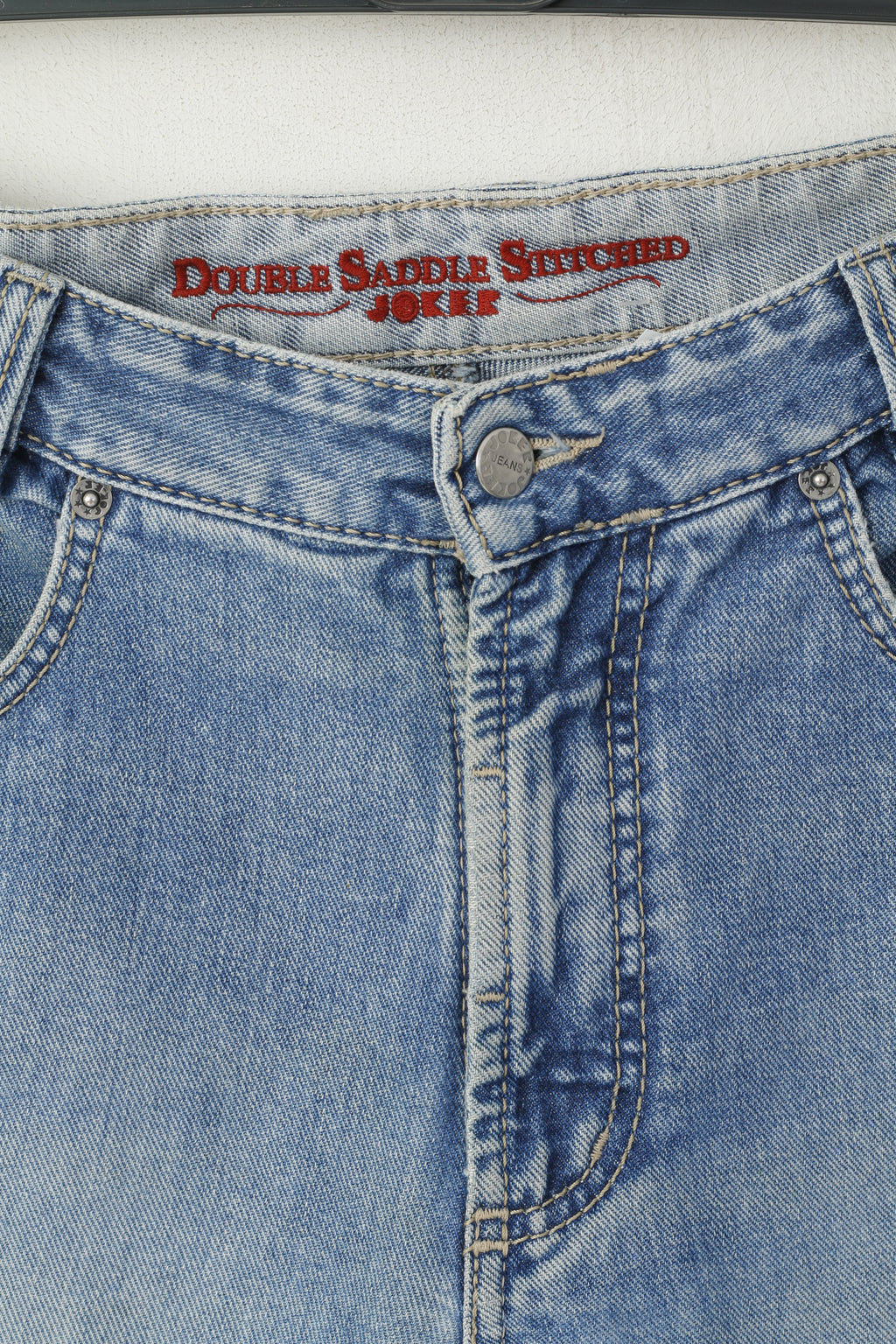 Joker Jeans Men 35 Trousers Blue Denim Cotton Double Basic Saddle Stttched Vintage Pants