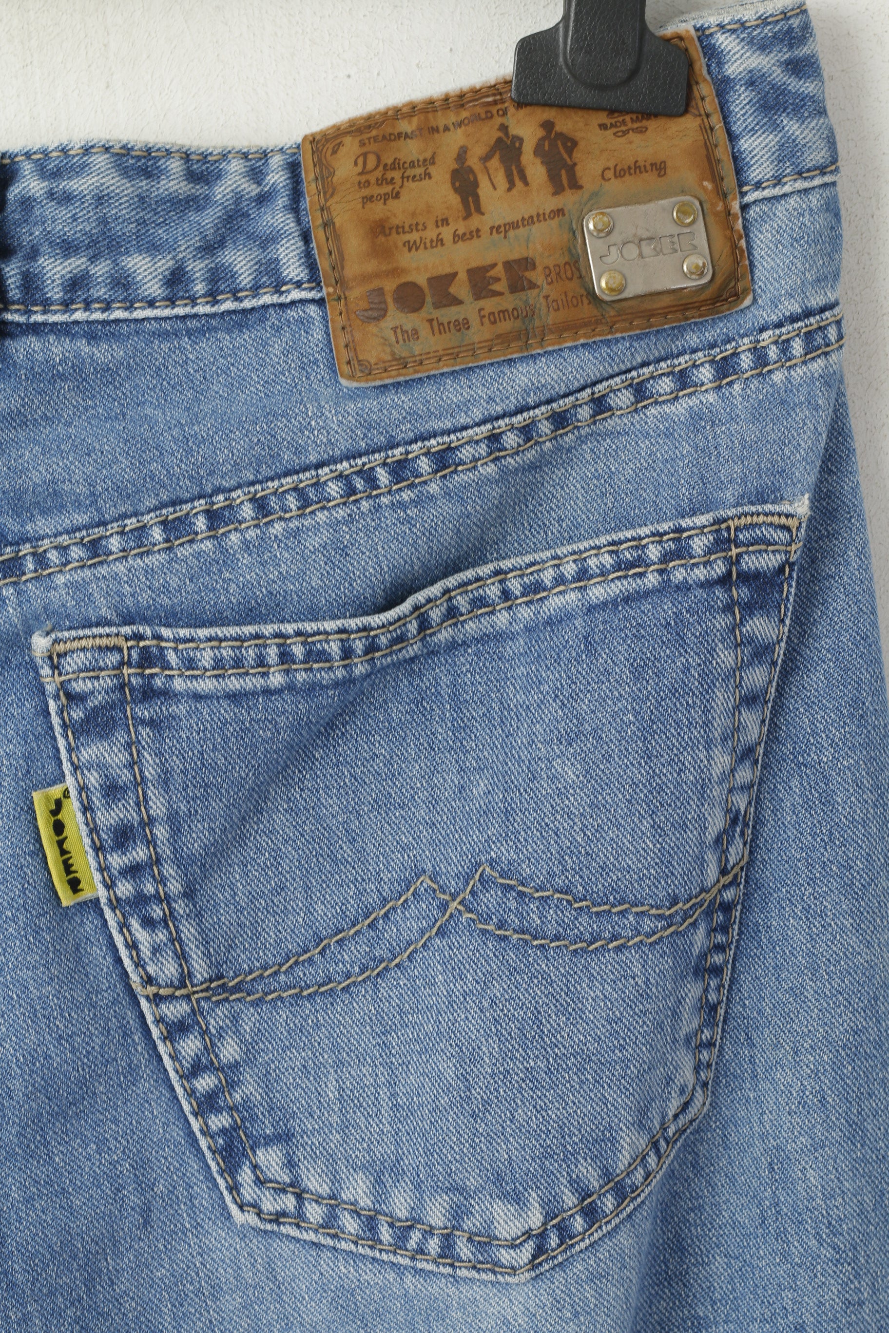 Joker Jeans Men 35 Trousers Blue Denim Cotton Double Basic Saddle Stttched Vintage Pants