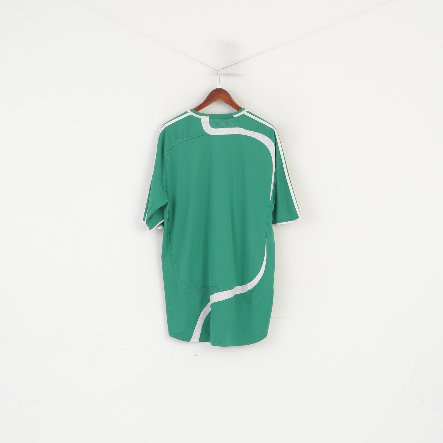 Adidas Men XXL Shirt Green Shiny Vintage Sportswear Jersey Training Top