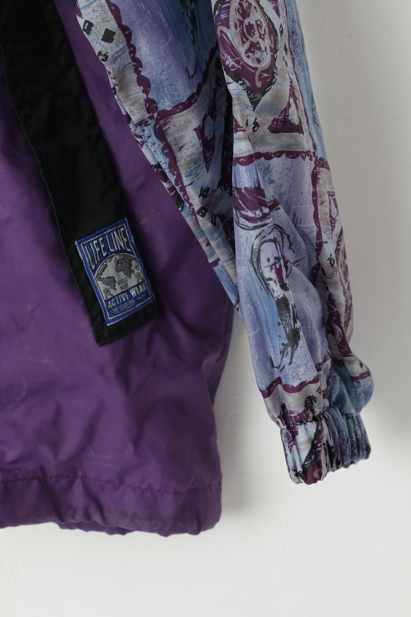 Marcel Clair Men L Jacket Purple Nylon Festival Vintage Waterproof Hidden Hood Unisex