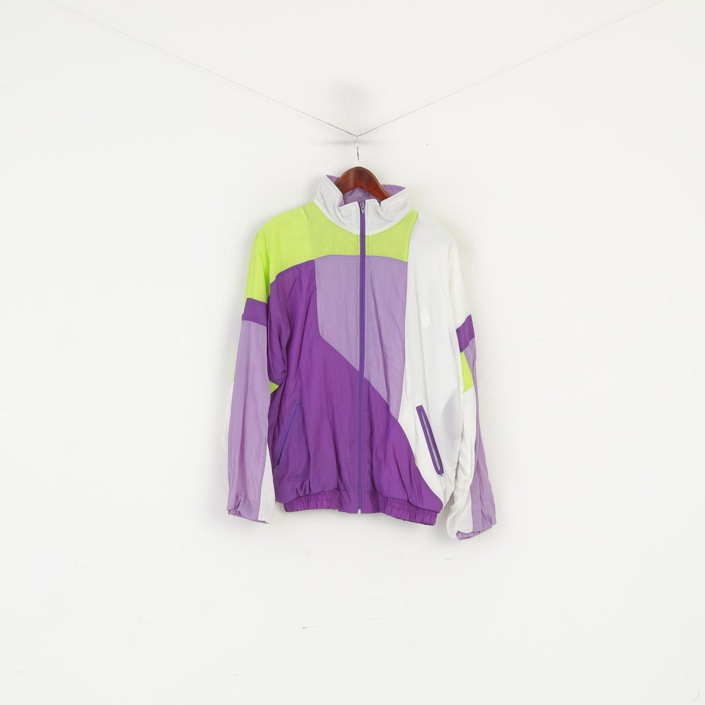 Active Swiss Design Men M Jacket Shiny Vintage Purple Nylon Bomber Full Zip Sport Top