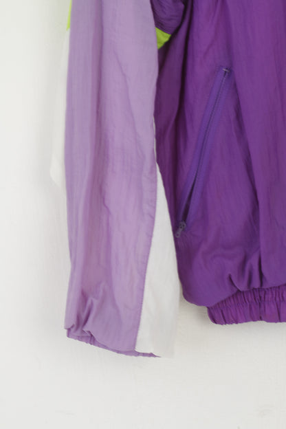 Active Swiss Design Men M Jacket Shiny Vintage Purple Nylon Bomber Full Zip Sport Top