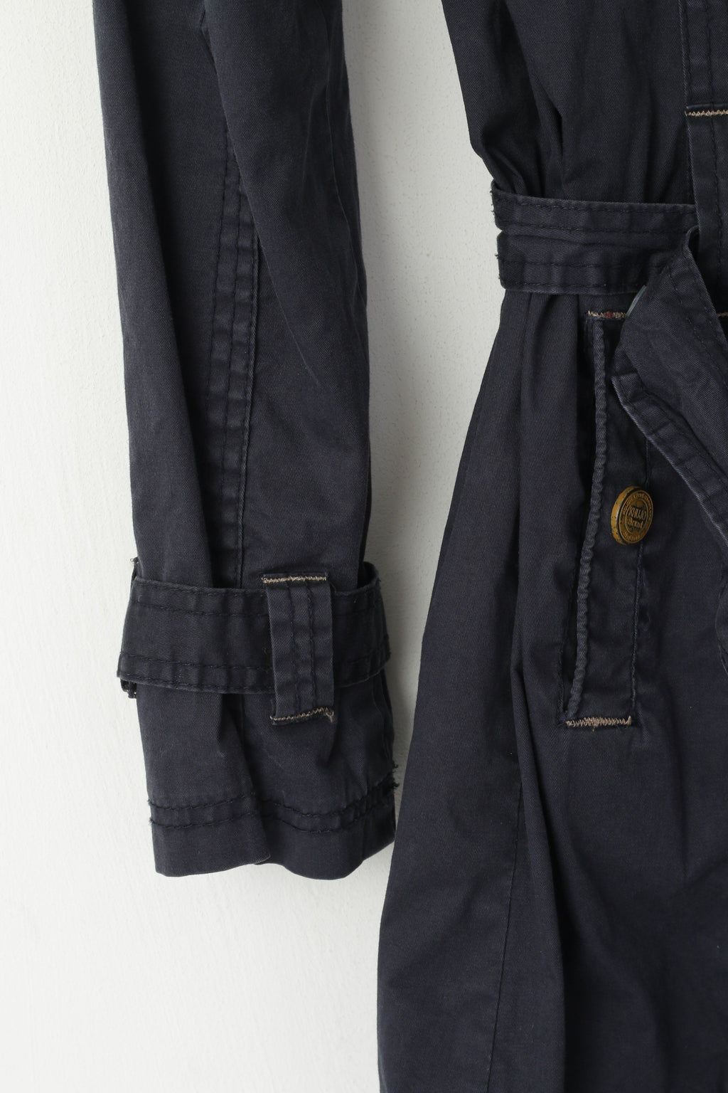 Khujo Women S Jacket Navy Cotton Belted Hidden Hood Casual Parka Top