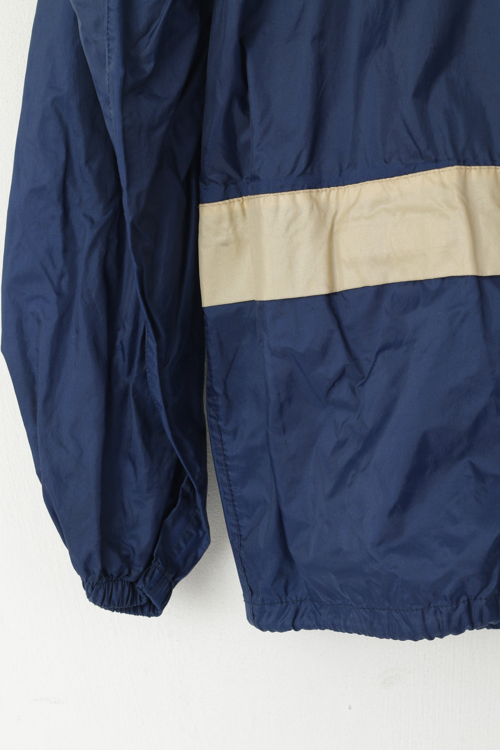 Uvex Men S Rain Jacket Navy Vintage Nylon Waterproof Hidden Hood BikeZip Up Top