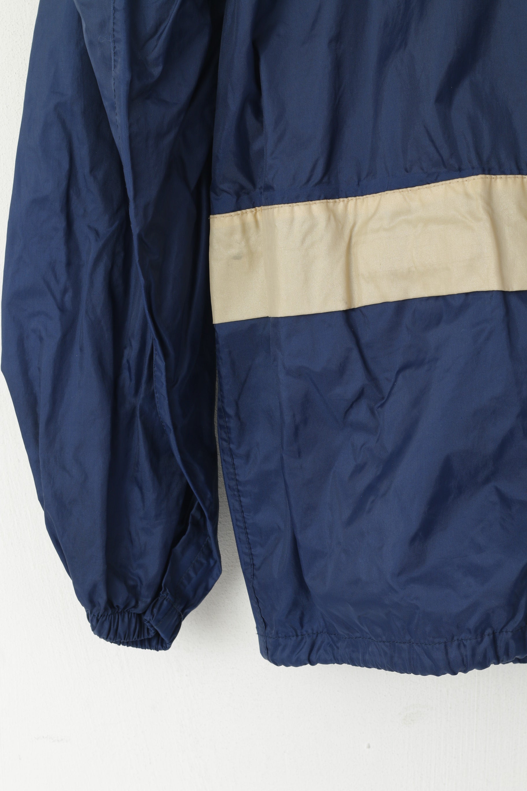Uvex Men S Rain Jacket Navy Vintage Nylon Waterproof Hidden Hood BikeZip Up Top
