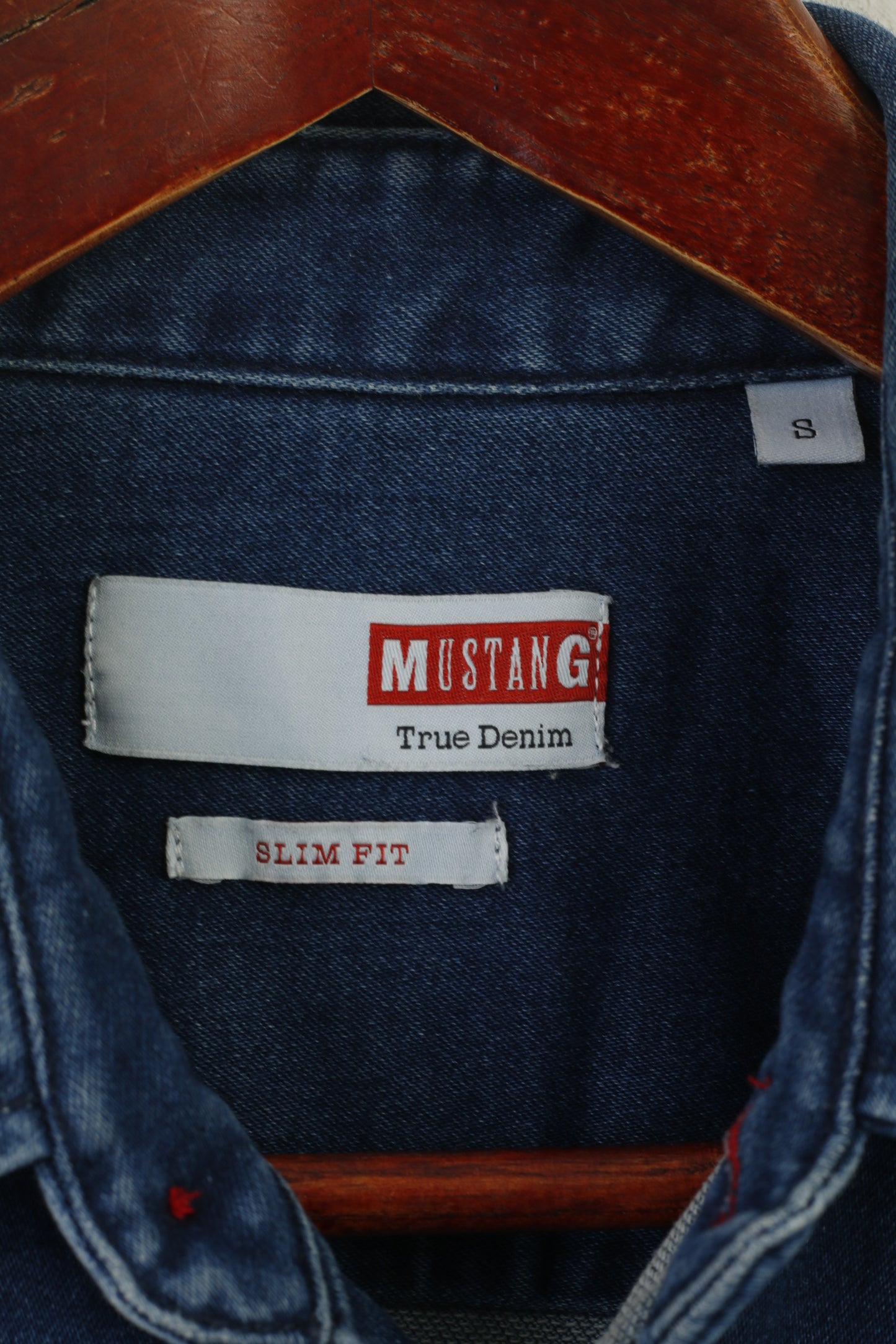 Mustang Men S Casual Shirt Blue Denim Slim Fit Stretch Long Sleeve Vintage Top
