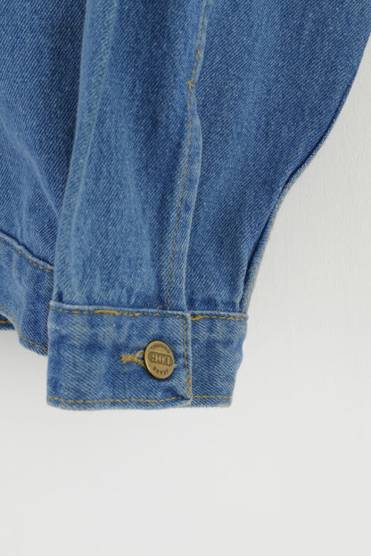 The Blue Log Jeans Veste en jean pour femme en coton indien brodé avec haut bohème