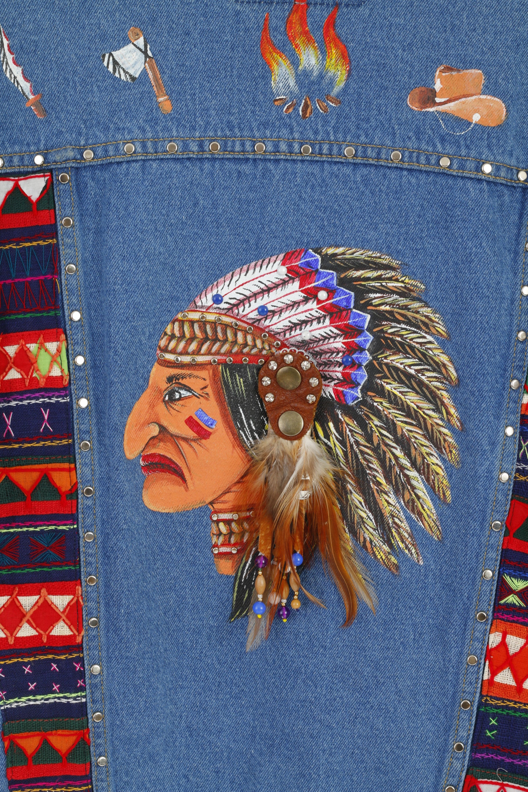 The Blue Log Jeans Women L Denim Jacket Indian Cotton Emroidered Boho Top