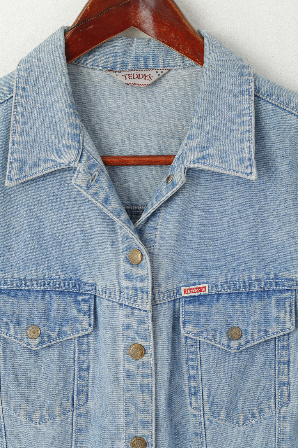 Teddy's Women 42 S/M Denim Dress Blue Vintage 90s Sleeveless Jeans Cotton