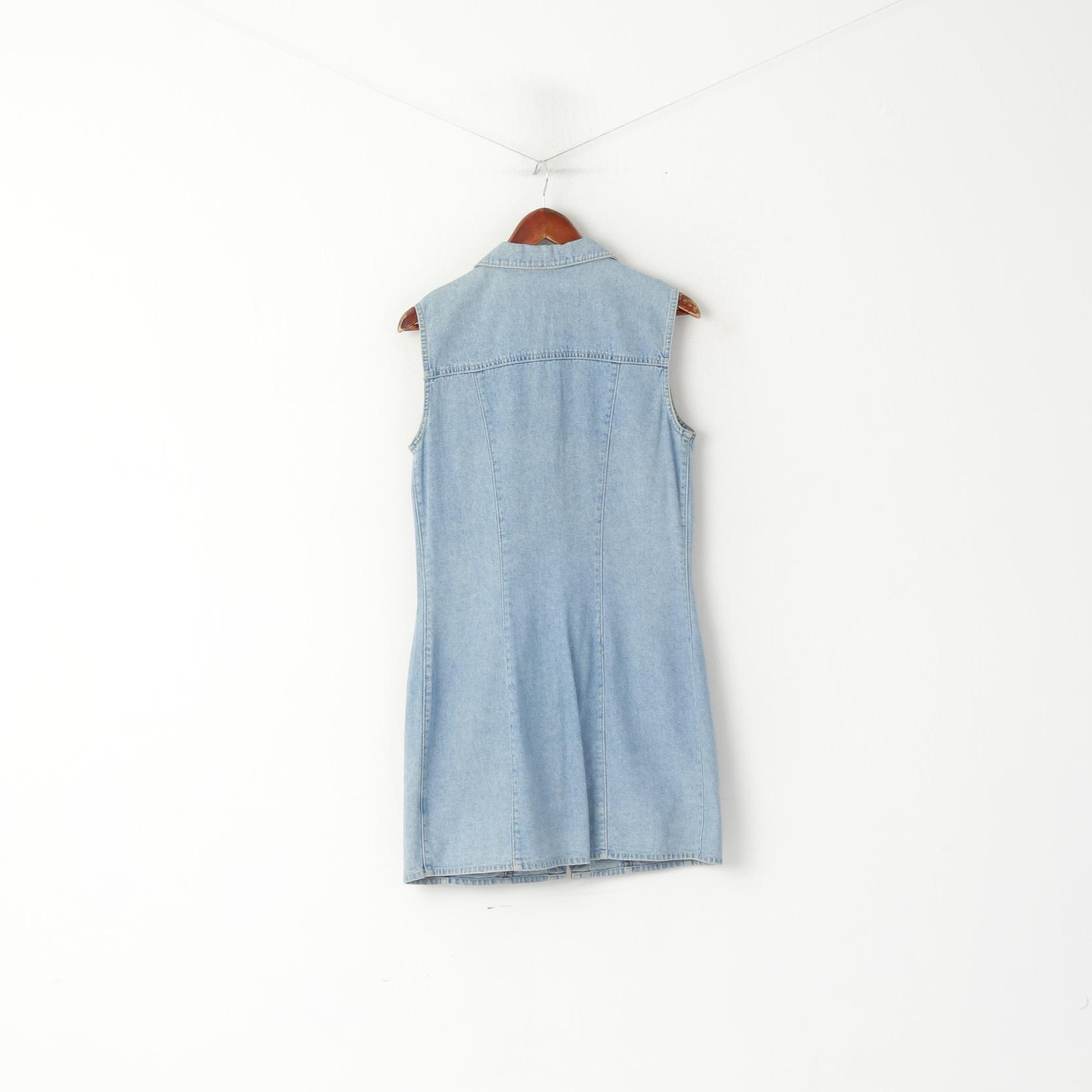 Teddy's Women 42 S/M Denim Dress Blue Vintage 90s Sleeveless Jeans Cotton