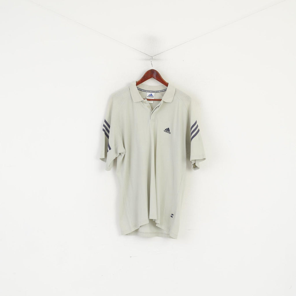 Polo Adidas da uomo 44/46 L in cotone beige vintage sportivo classico retrò