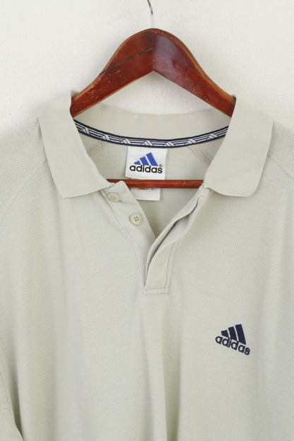 Polo Adidas da uomo 44/46 L in cotone beige vintage sportivo classico retrò