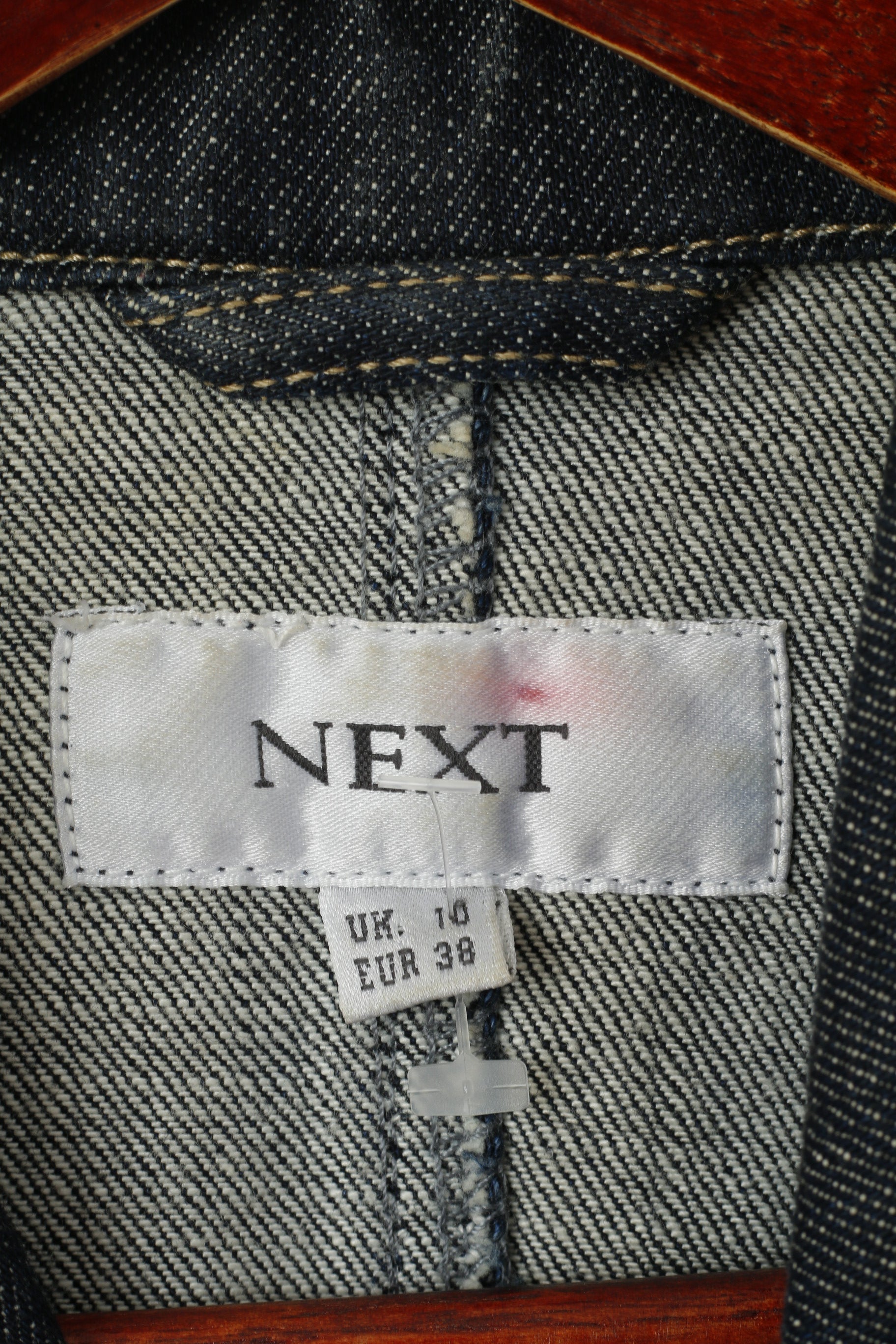 NEXT Veste en jean pour femme 10 38 S en coton bleu marine avec poches et haut boutonné