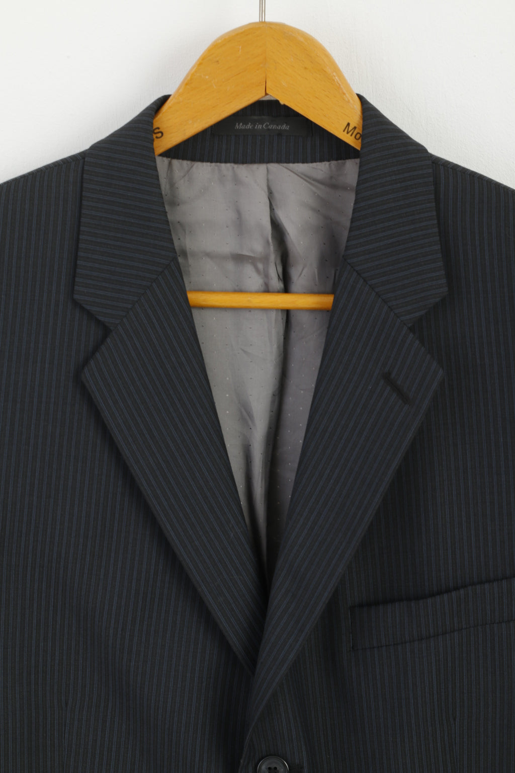 Calvin Klein Men 44 R Jacket Navy Striped Single Breasted 100% Wool Blazer