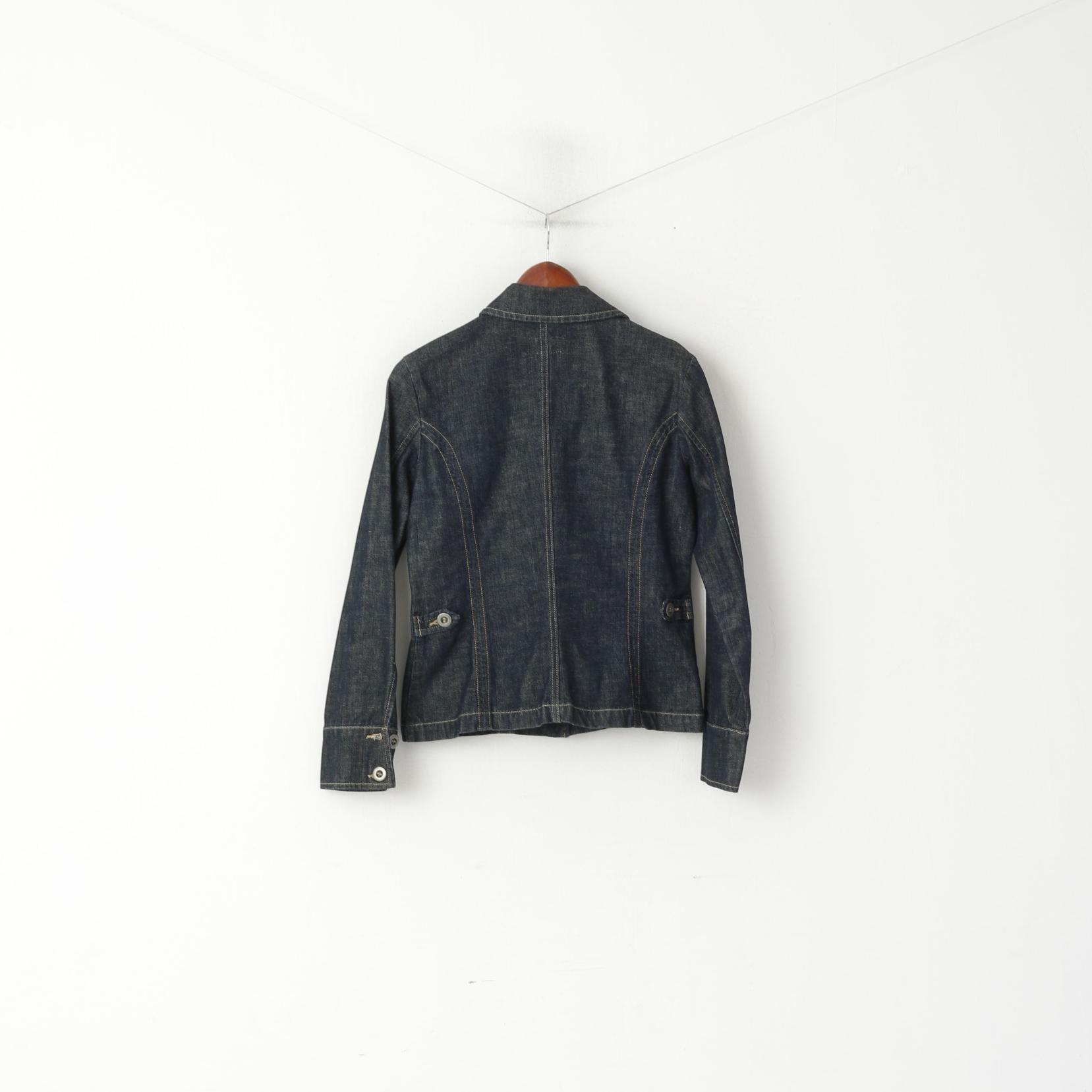 NEXT Veste en jean pour femme 10 38 S en coton bleu marine avec poches et haut boutonné