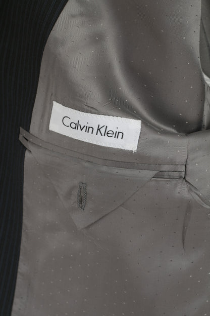 Calvin Klein Giacca da uomo 44 R Giacca monopetto a righe blu scuro in 100% lana