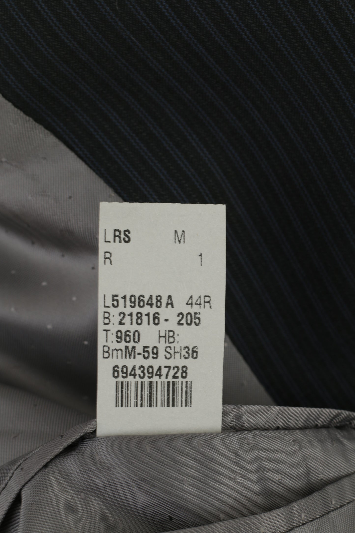 Calvin Klein Giacca da uomo 44 R Giacca monopetto a righe blu scuro in 100% lana