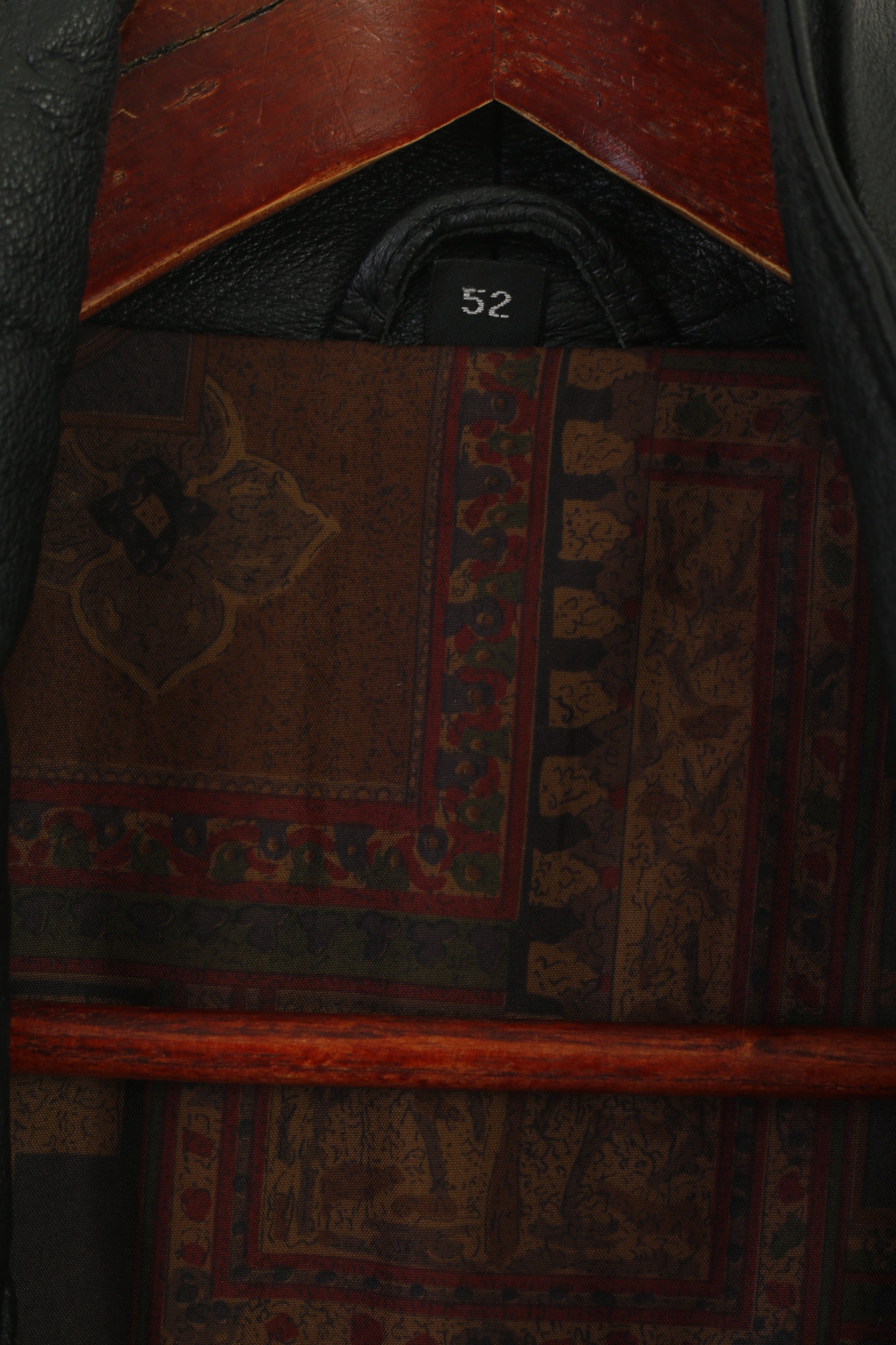 C&amp;A Hommes 52 L Blouson Bomber En Cuir Noir Vintage Zippé Classique Biker Épaulettes Haut