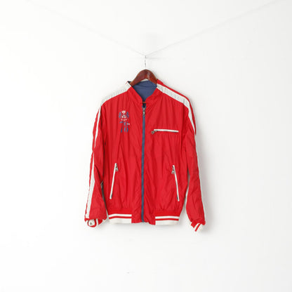 Diesel Men M (S) Jacket Navy Red Double-Sided Light Nylon Waterproof Zip Up Top