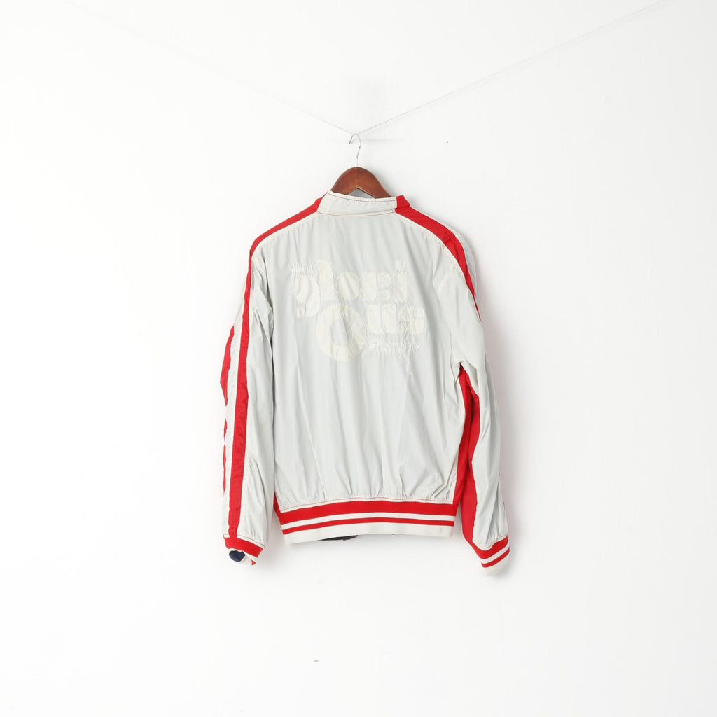 Diesel Men M (S) Jacket Navy Red Double-Sided Light Nylon Waterproof Zip Up Top