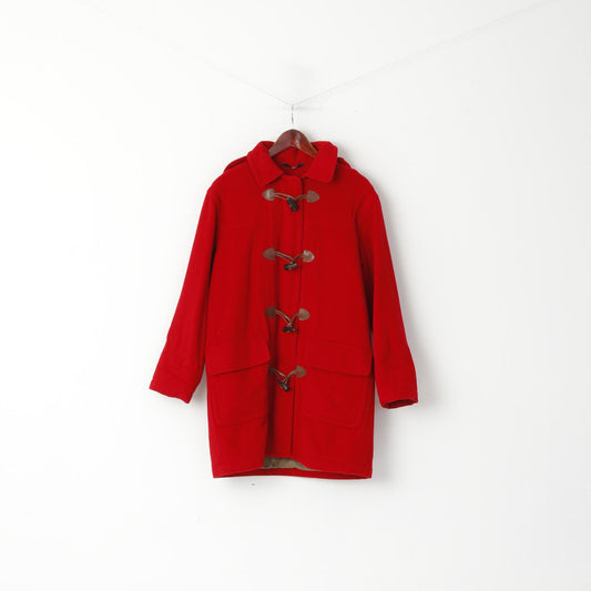 Redgreen Women M Duffle Jacket Red Wool Nylon Thinsulate Full Zipper Coat