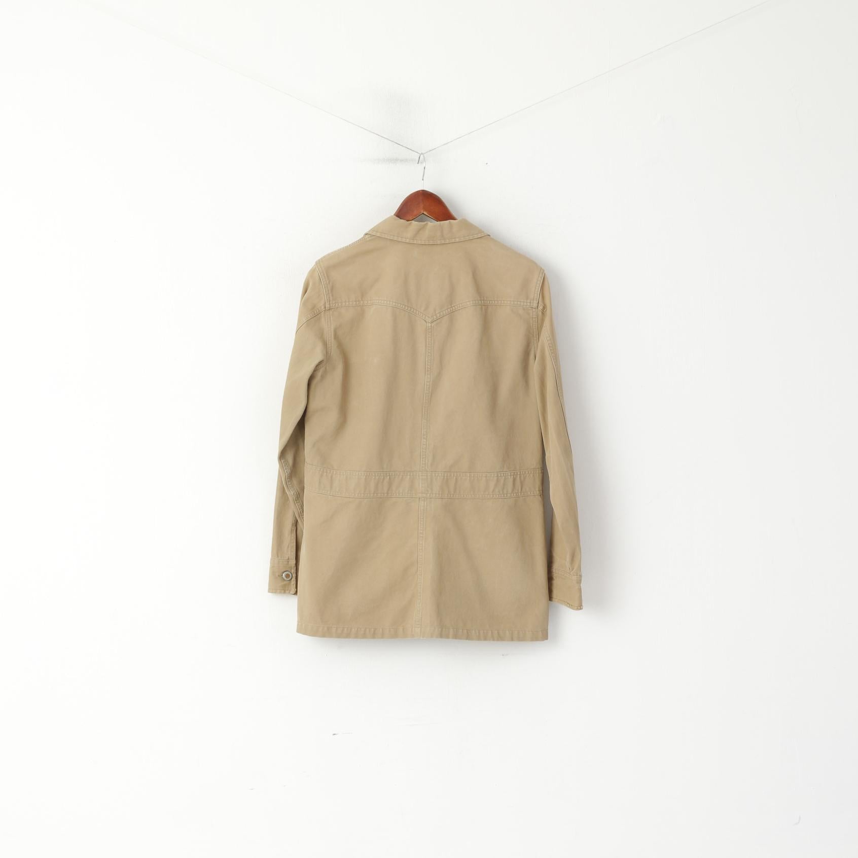 Peak Performance Women L Jacket Beige Denim Coton Boutonné Classique Top