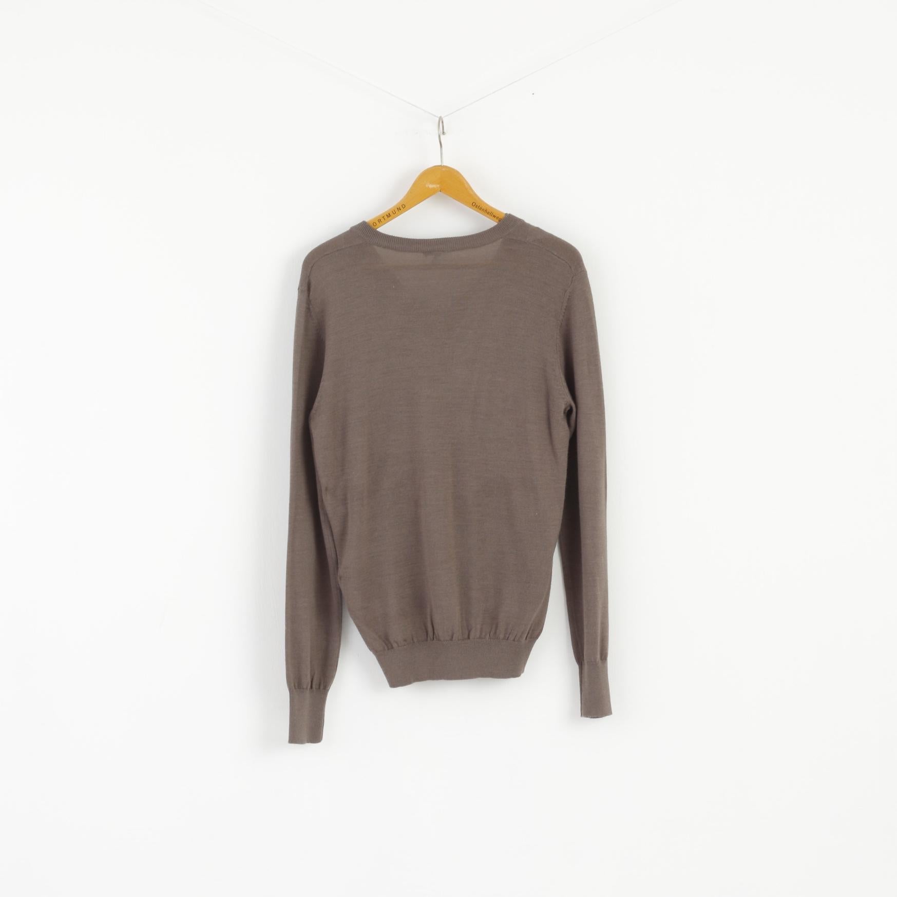 Galvin Green Men M Jumper Golf Brown V Neck Wool Emroidered Light Sweater