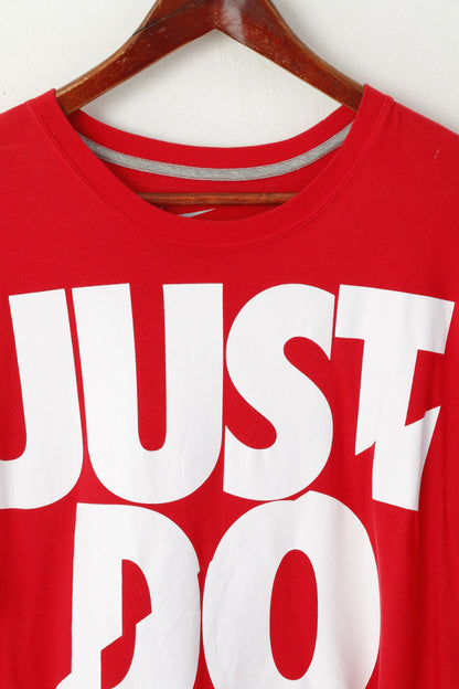 T-shirt Nike da uomo L rossa in cotone Just Do It Manchester United Graphic Top