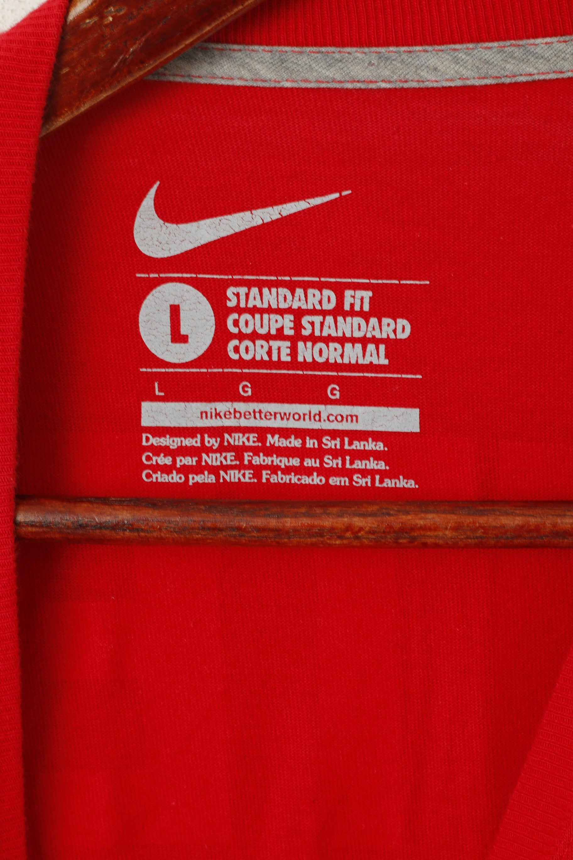 Nike Men L T-Shirt Rouge Coton Just Do It Manchester United Graphic Top