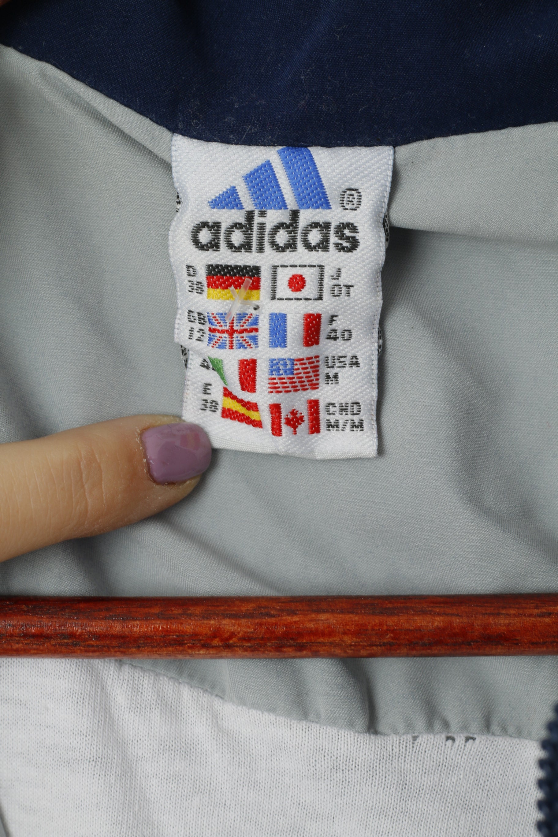 Adidas Femmes 12 M Veste Gris Vintage Nylon Full Zipper Activewear Track Top