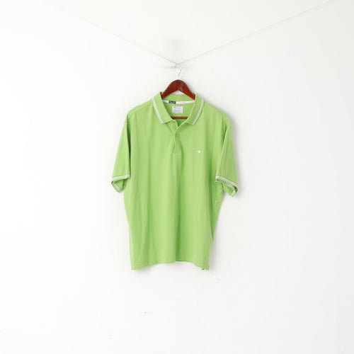 Champion Men XL Polo Shirt Green Cotton Easy Fit Short Sleeve Classic Top
