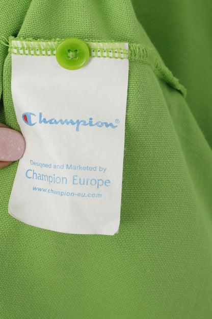 Champion Men XL Polo Shirt Green Cotton Easy Fit Short Sleeve Classic Top