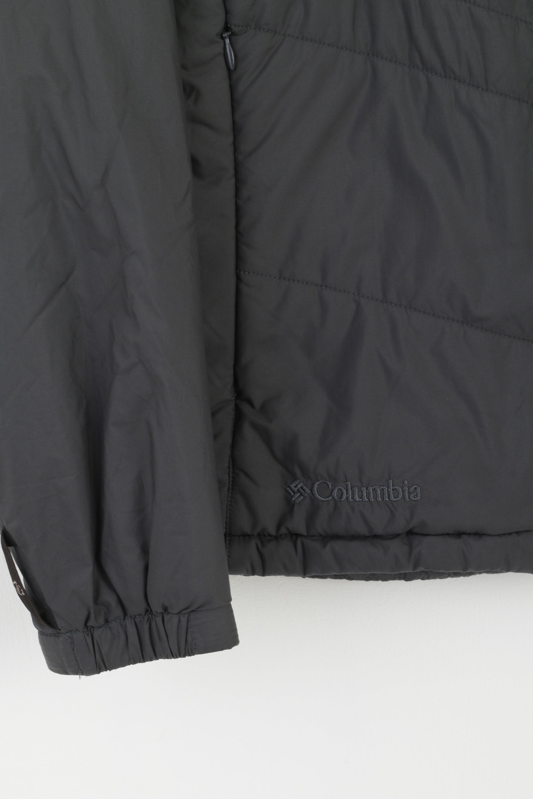 Columbia Women M Jacket Grey Embroided Quilted Sportswear Zip Up Top