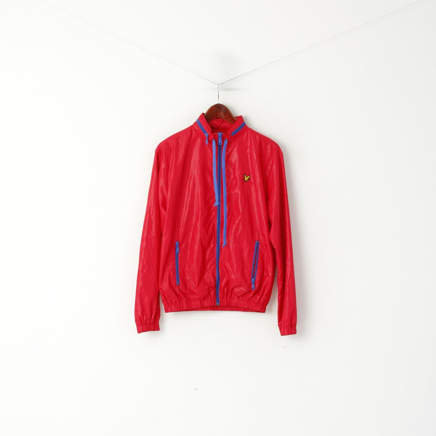 Lyle & Scott Vintage Women M Jacket Red Full Zipper Hidden Hood Light Top