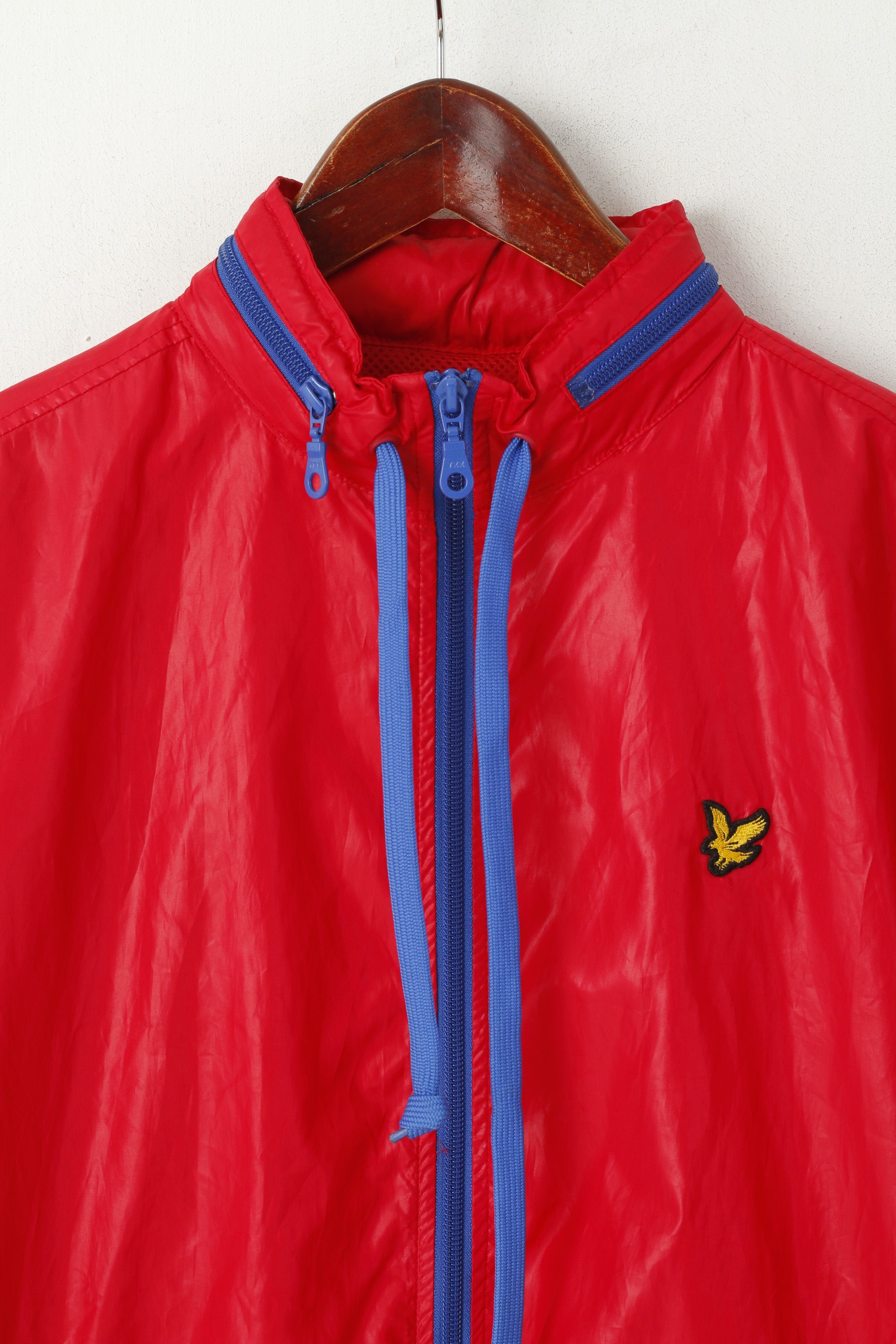 Lyle &amp; Scott Vintage Femme M Veste Rouge Fermeture Éclair Complète Capuche Cachée Haut Léger