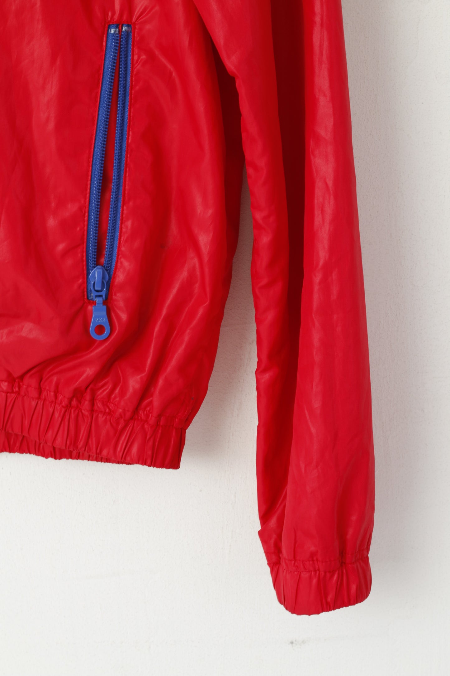 Lyle & Scott Vintage Women M Jacket Red Full Zipper Hidden Hood Light Top