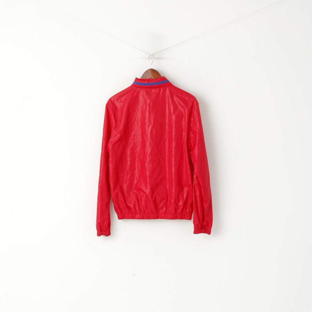 Lyle &amp; Scott Vintage Femme M Veste Rouge Fermeture Éclair Complète Capuche Cachée Haut Léger