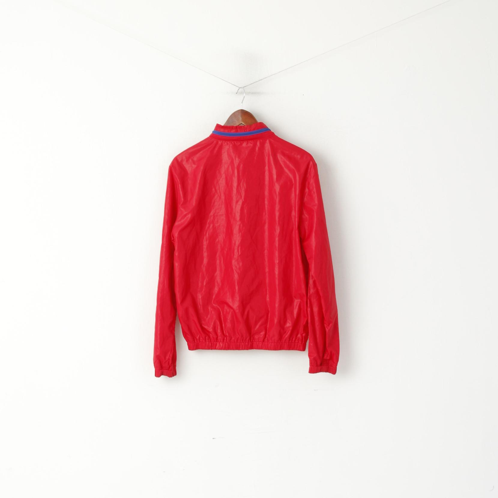 Lyle &amp; Scott Vintage Femme M Veste Rouge Fermeture Éclair Complète Capuche Cachée Haut Léger