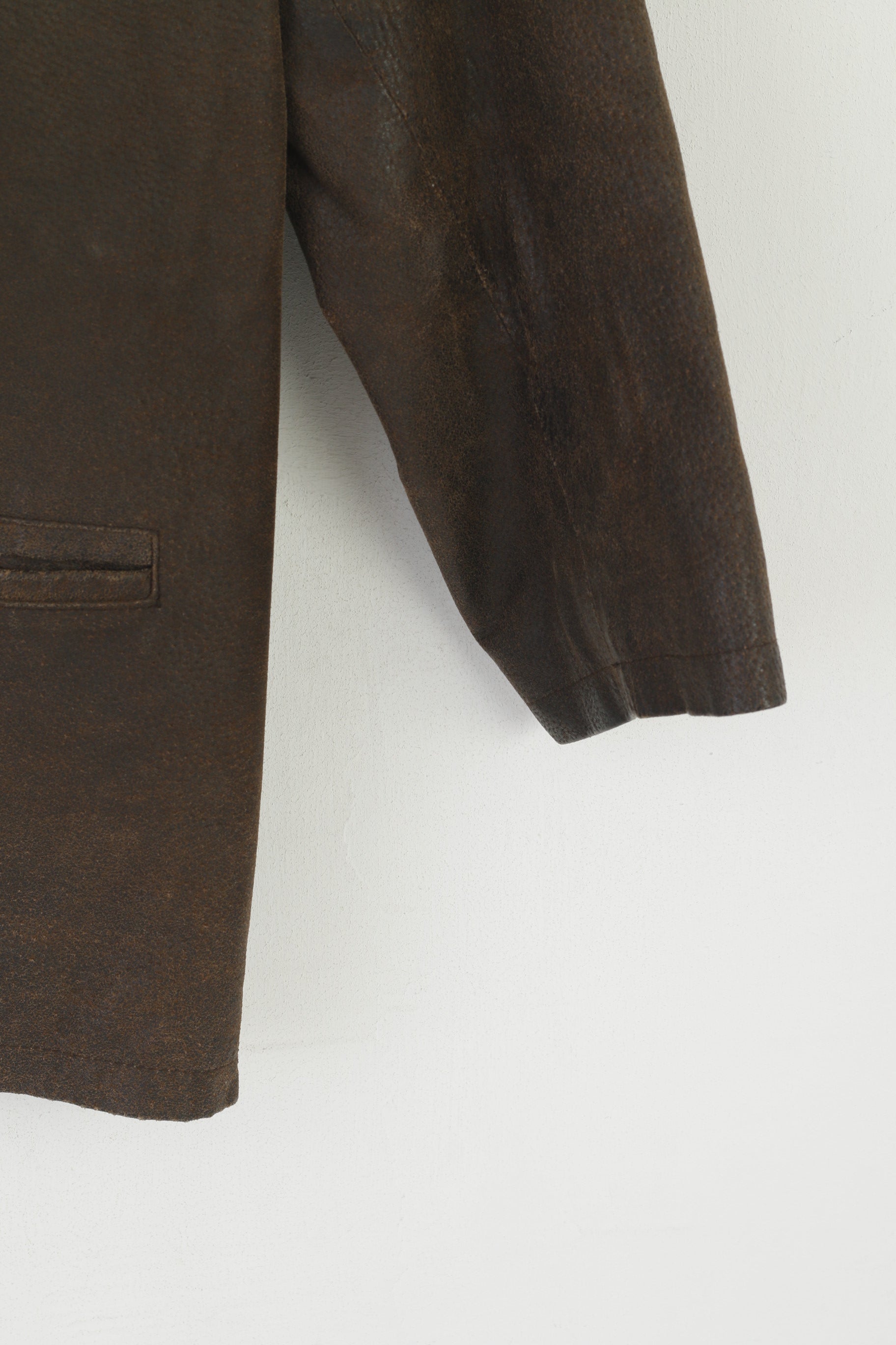 Front Line Women 38 12 M Leather Jacket Brown Vintage Shoulder Pads Retro Top