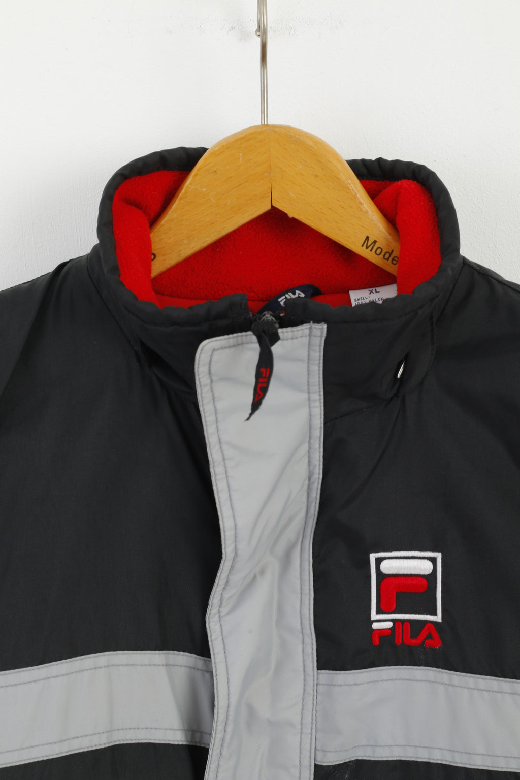 Fila Veste de ski d'hiver imperméable en nylon noir avec fermeture éclair complète pour garçon XL 14-16 ans