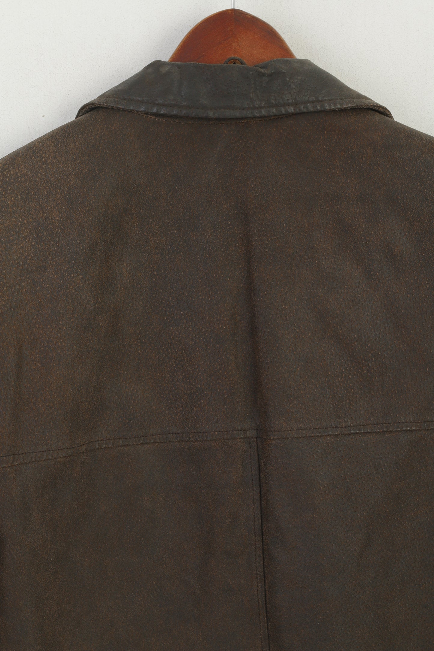 Front Line Women 38 12 M Leather Jacket Brown Vintage Shoulder Pads Retro Top