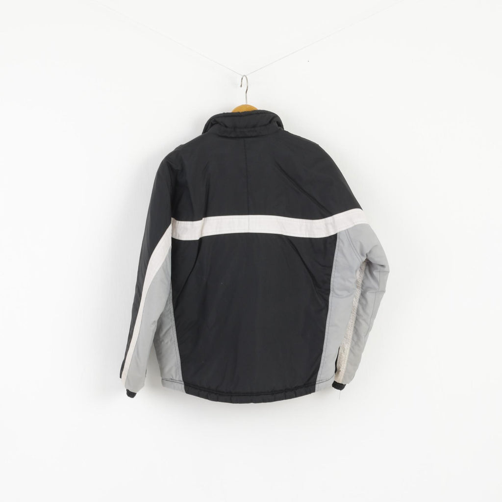 Fila Veste de ski d'hiver imperméable en nylon noir avec fermeture éclair complète pour garçon XL 14-16 ans